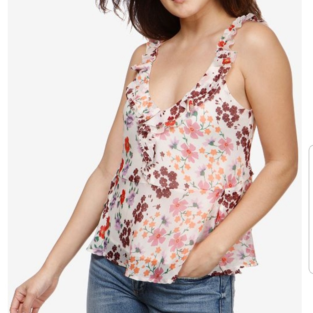 Lucky Brand Floral Peplum-Hem Ruffle Top
